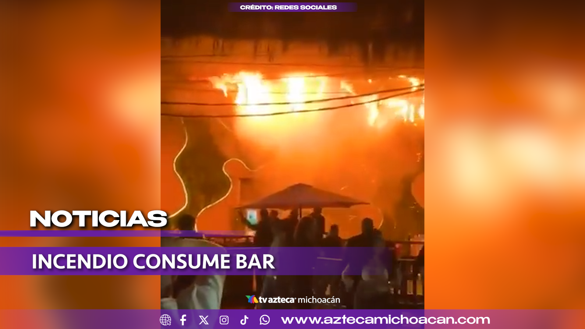 #VIDEO: Fuego consume concurrido bar y rescatan a una persona.