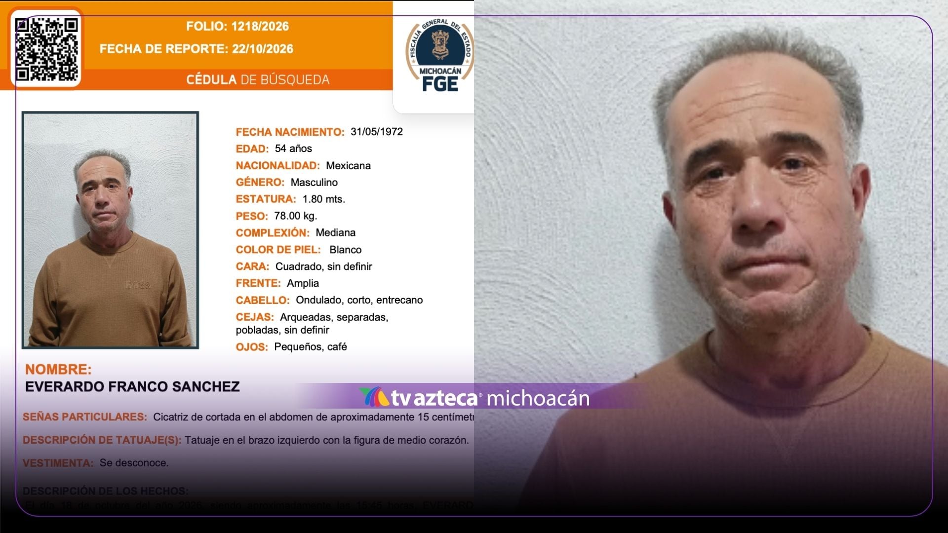 Buscan a Everardo Franco; desapareció en Villa Madero, Michoacán