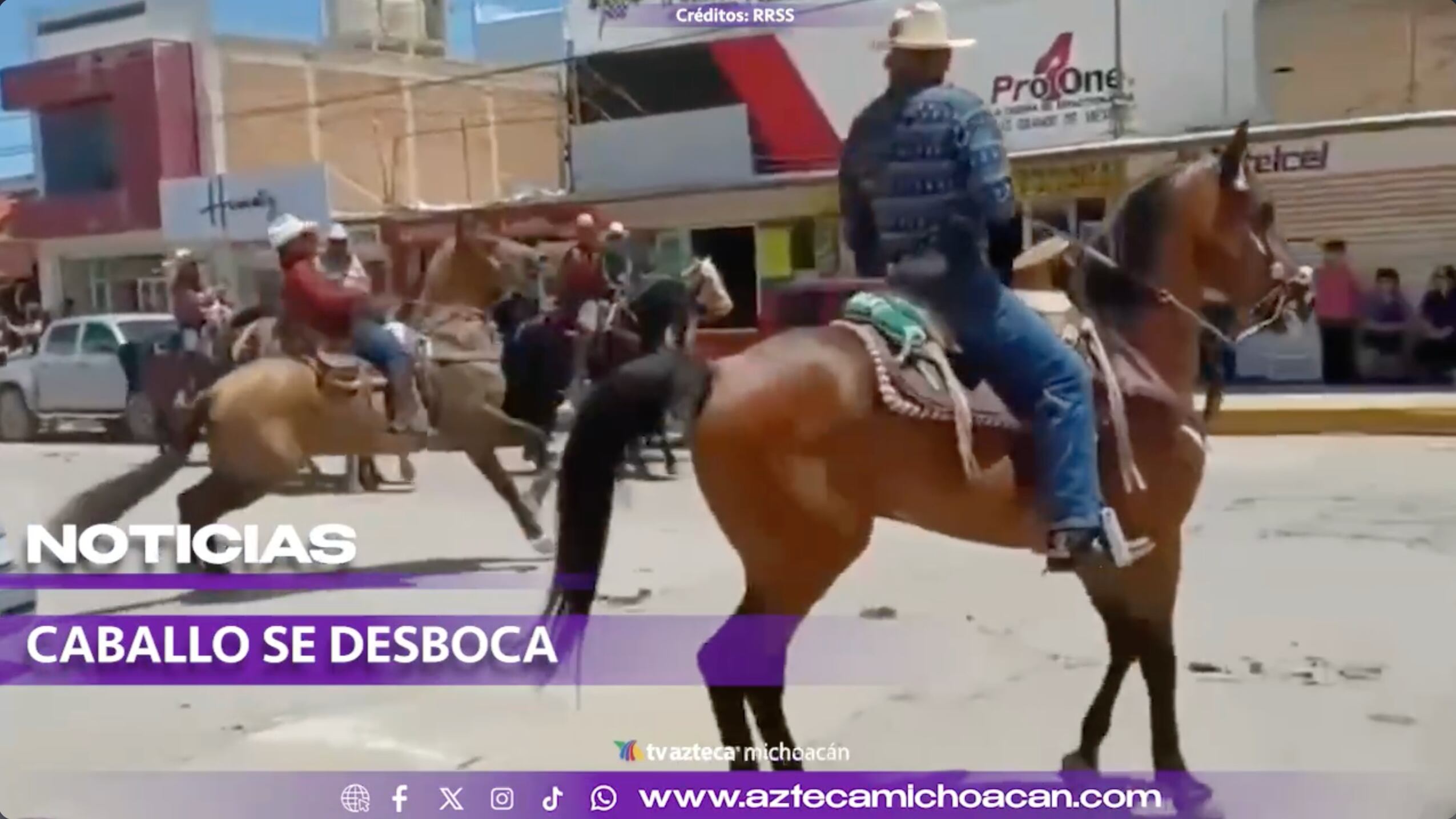 #VIDEO: ¡Cabalgata termina en accidente! Caballo se desboca y choca contra un auto
