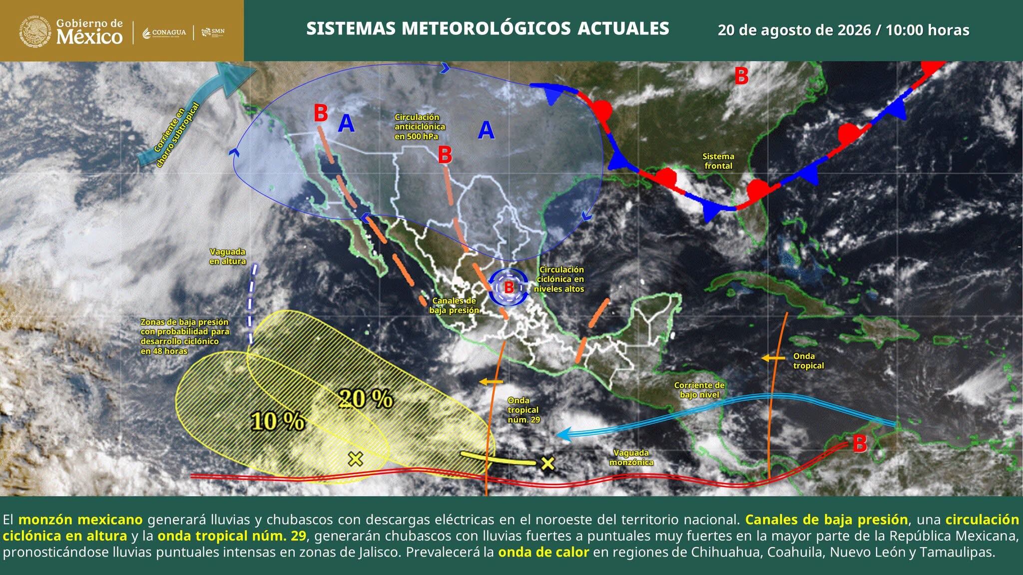 Monzón mexicano y onda tropical ponen a Michoacán bajo la lluvia este jueves