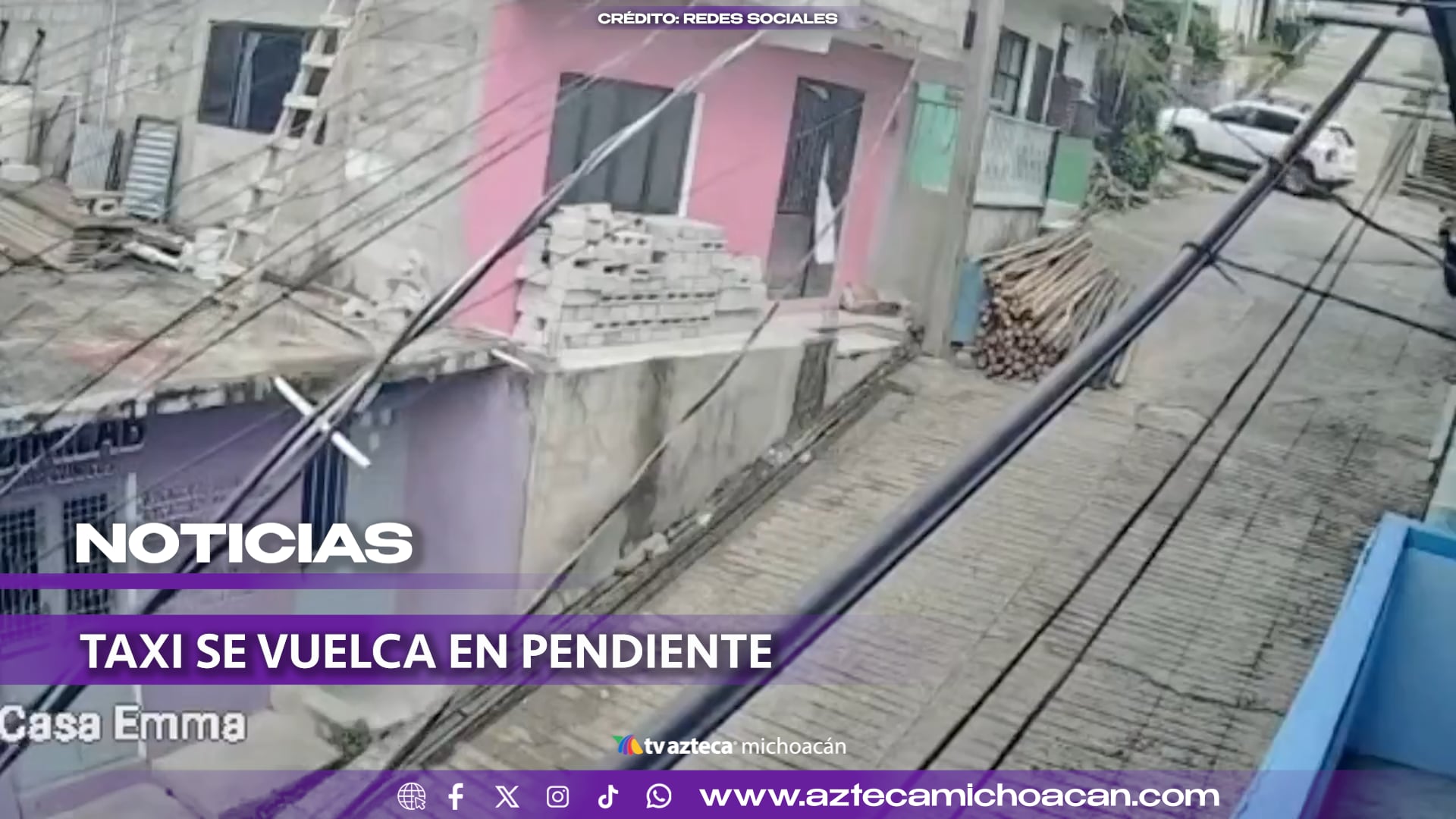 #VIDEO: Taxi se queda sin frenos y se vuelca en una pendiente.