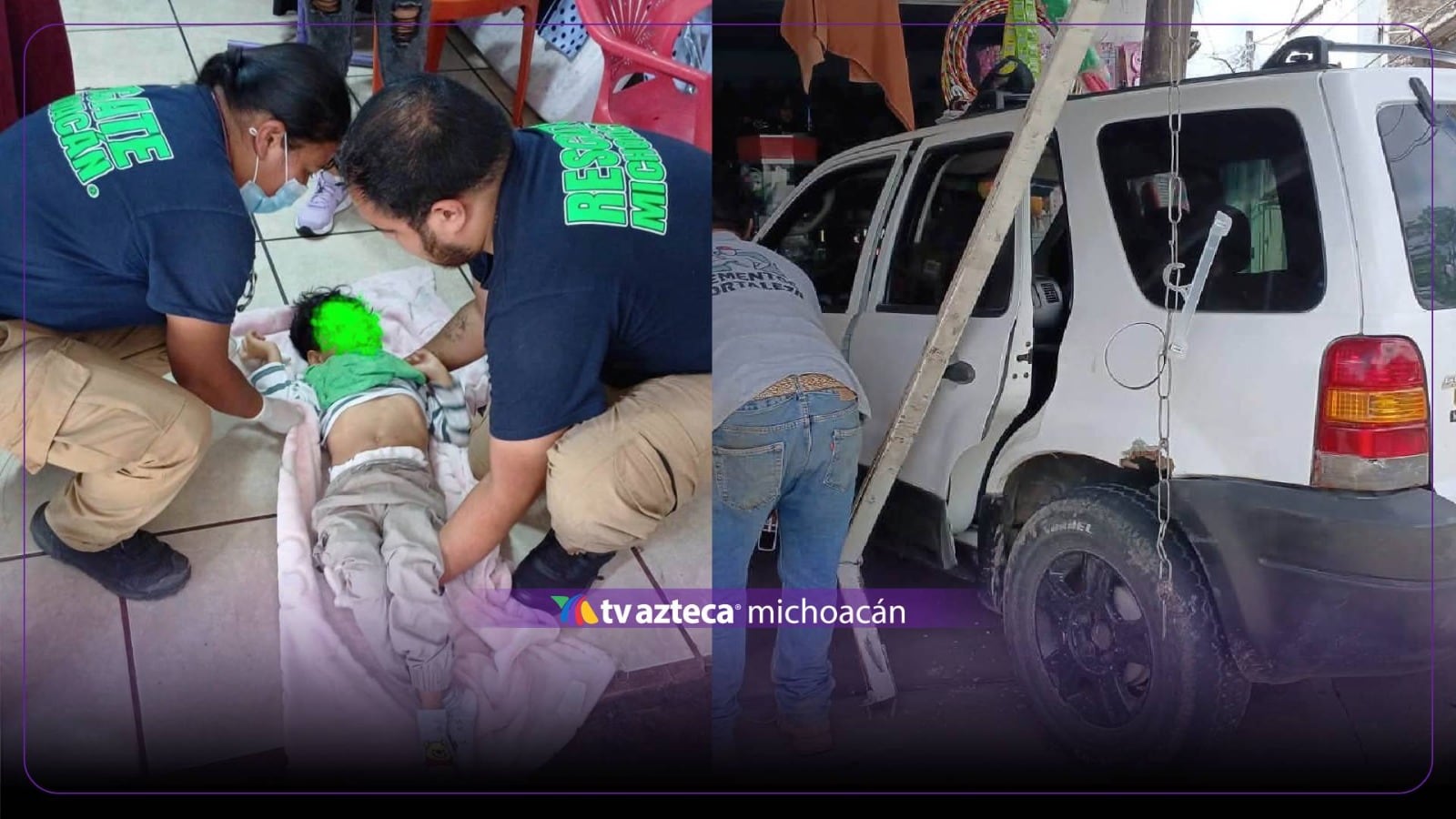 ¡Alerta en Uruapan! Camioneta choca contra local de ropa y atropella a un niño