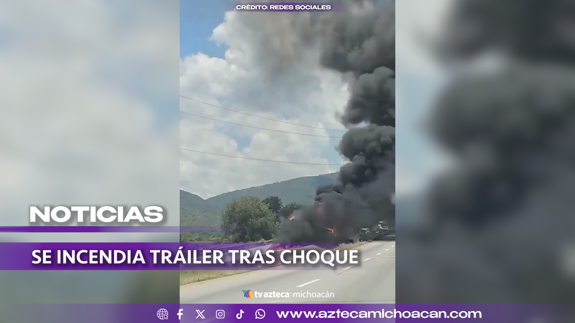 #VIDEO: Tráiler se incendia tras choque en autopista y deja heridos