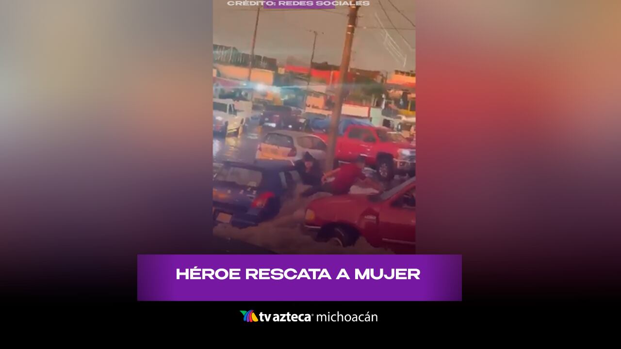 ¡Héroe en plena inundación! Hombre ayuda a mujer atrapada dentro de su auto