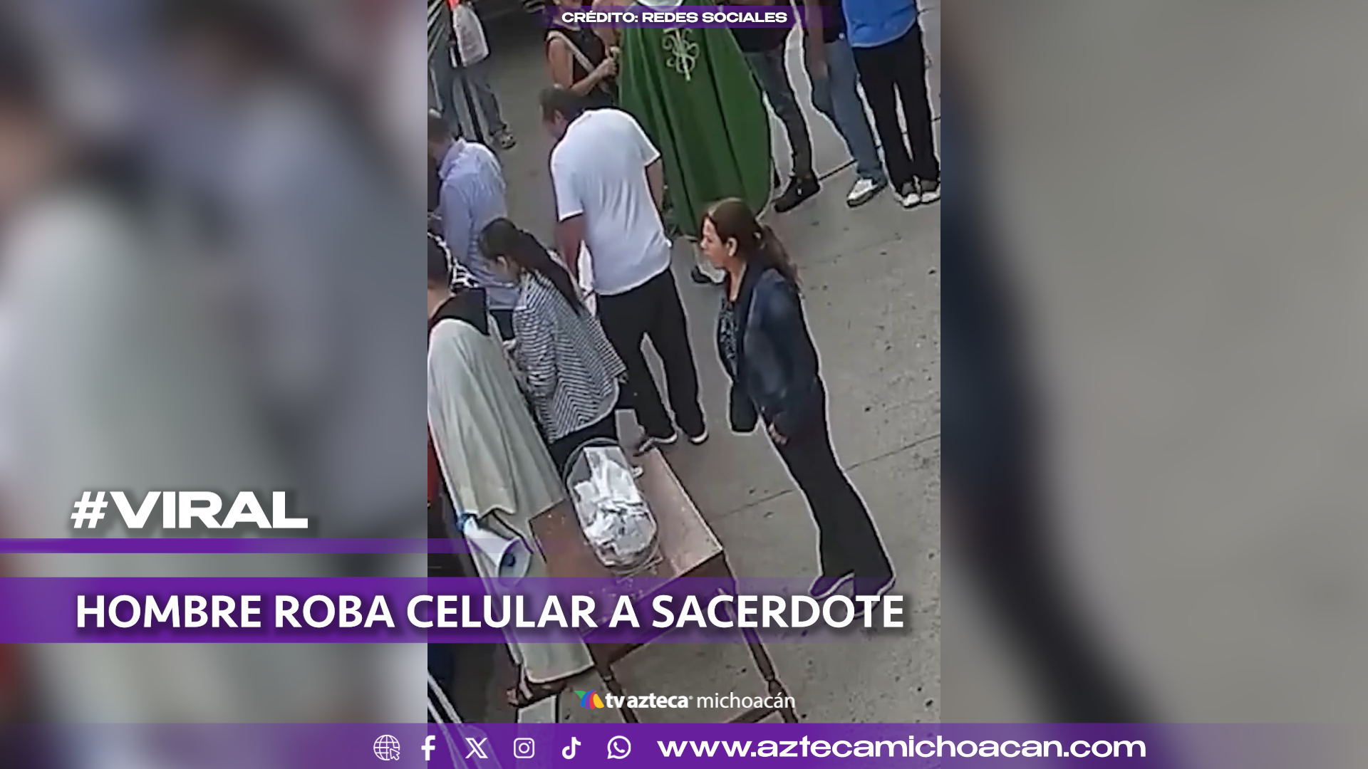 #VIDEO: Señalan a sujeto por robar el celular de un sacerdote.