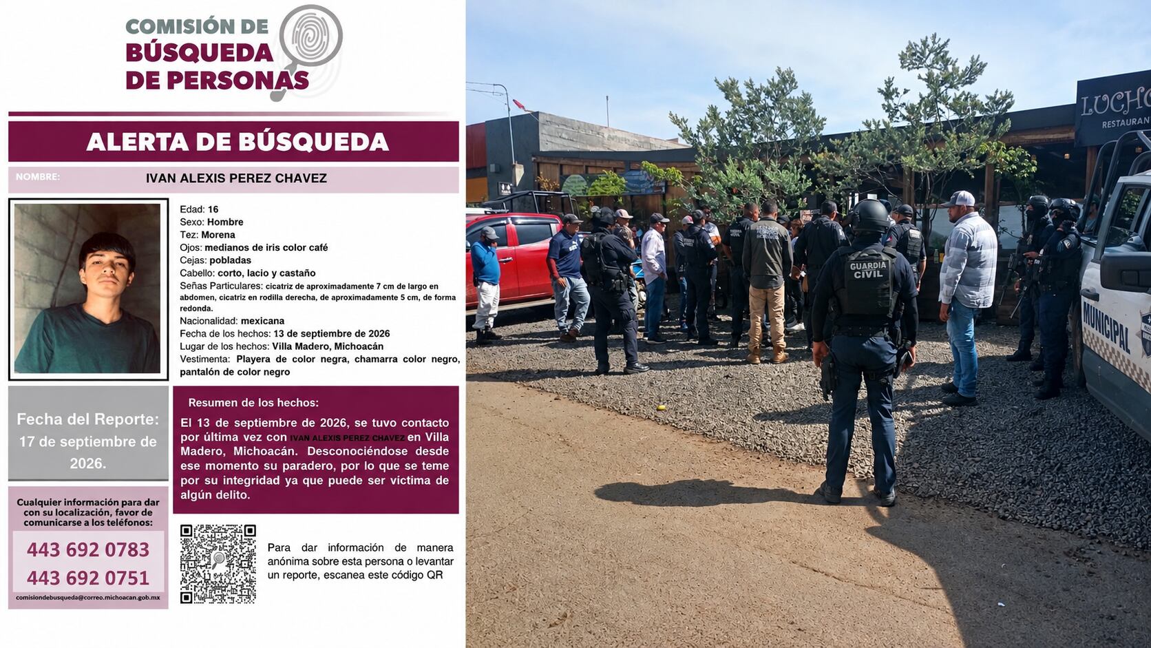 Lo detuvieron por una multa de mil pesos y después desapareció: buscan a Iván en Michoacán