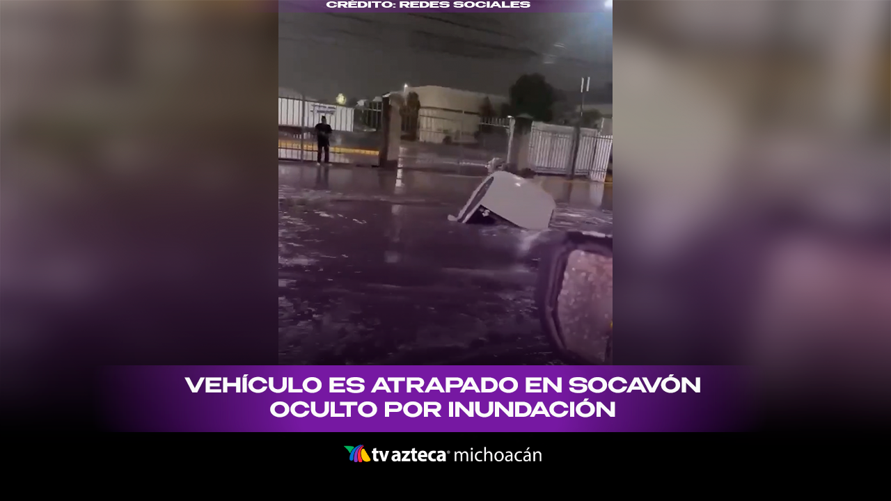#VIDEO: Auto cae en enorme socavón oculto por inundación.