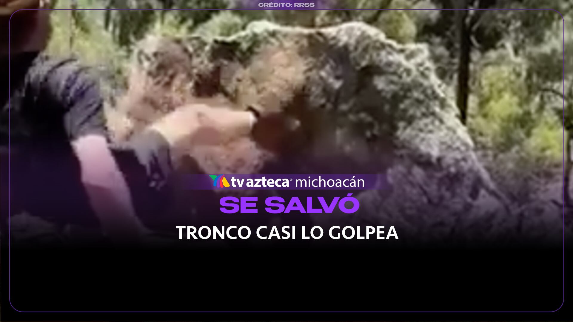 Tronco sale disparado y pasa a centímetros de la cabeza de un hombre