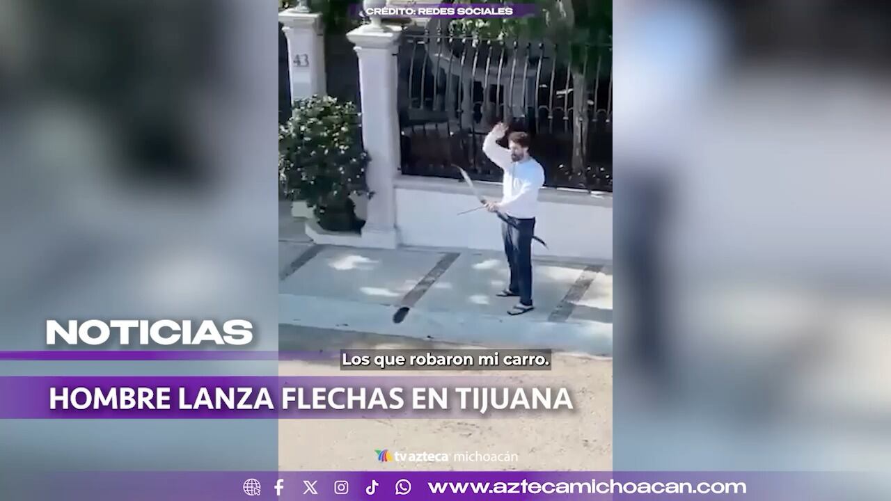 #VIDEO: Detienen a hombre que atacaba autos y viviendas con un arco y flechas.