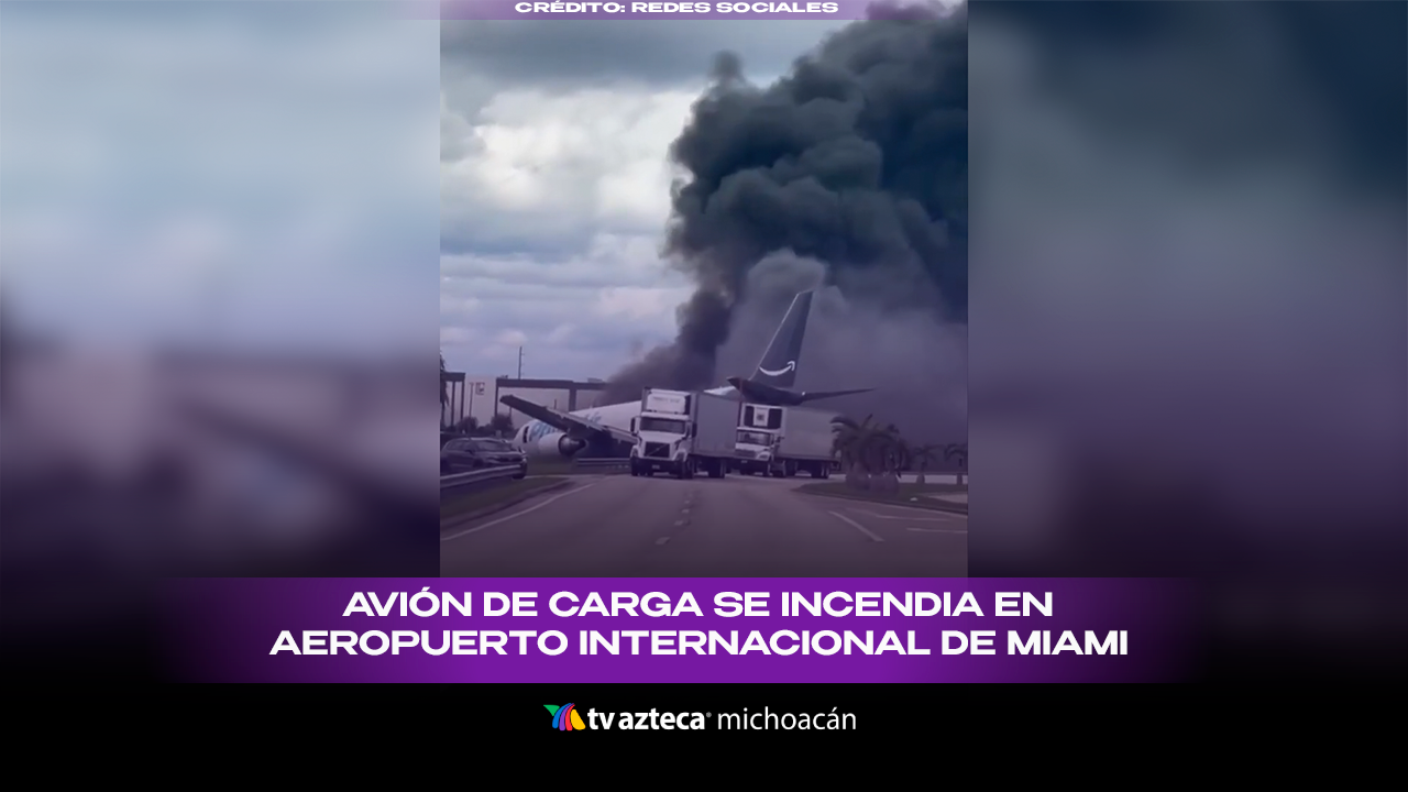 #VIDEO: Avión de carga se sale de pista y se incendia al aterrizar.