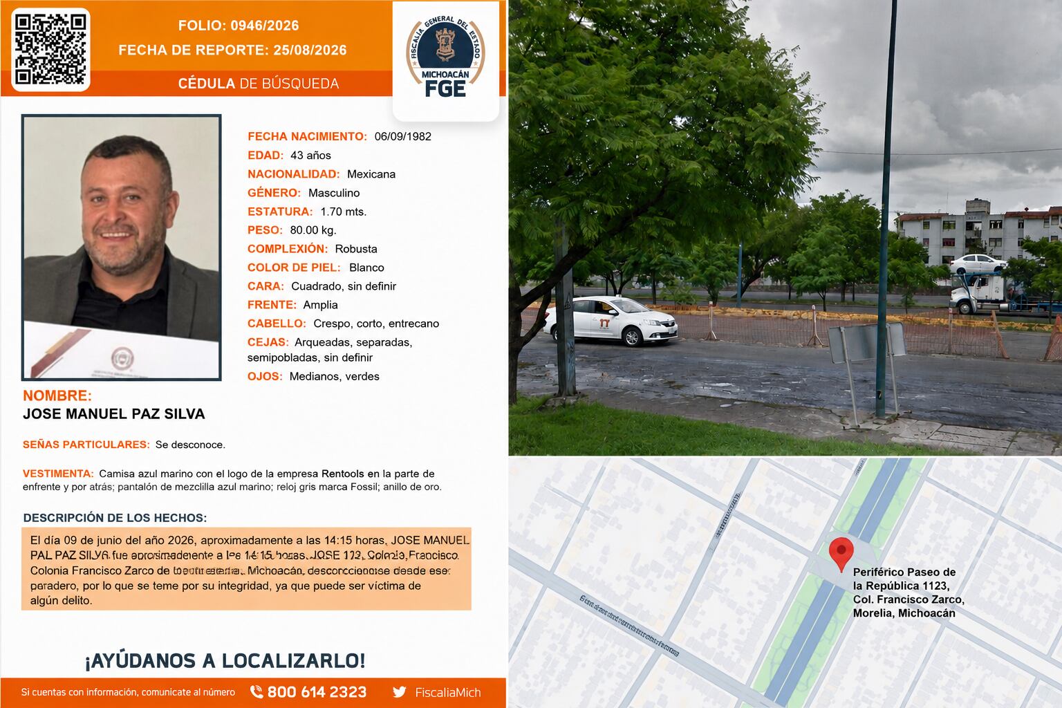 José Manuel fue visto en el Libramiento de Morelia y después desapareció