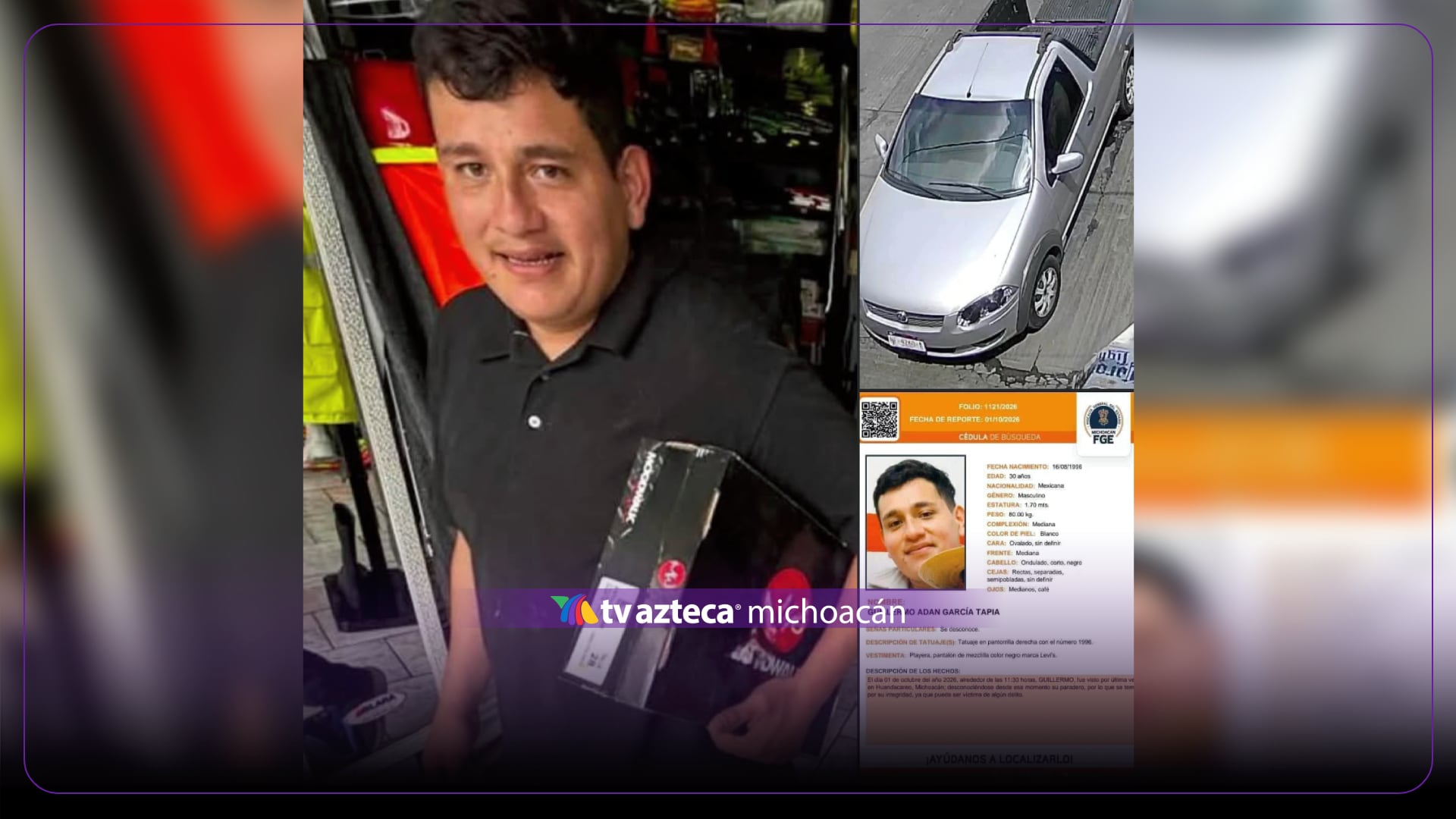 Buscan a Guillermo Adán, repartidor de un negocio de pollos en Michoacán; desapareció tras realizar su ruta